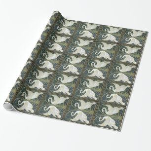 Presente Papel de envolvimento do vintage das cisnes de