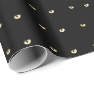 Presente Papel de envolvimento dos olhos de gato preto do