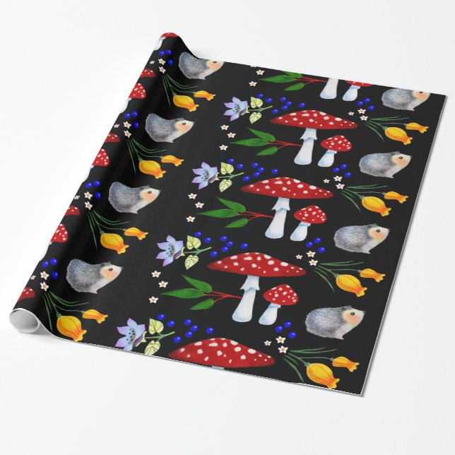 Presente Papel de envolvimento dos ouriços do jardim da (Desenrolado)