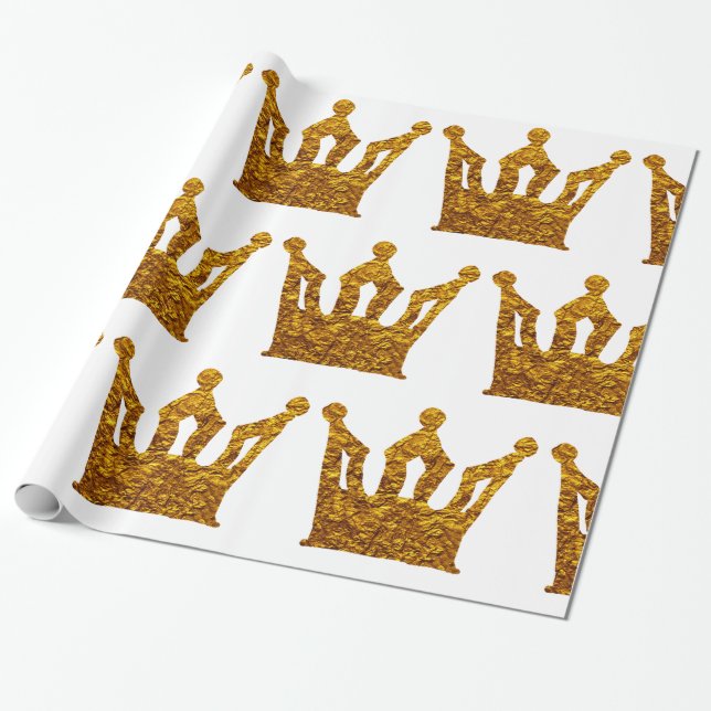 Presente Papel de envolvimento dourado da coroa (Desenrolado)