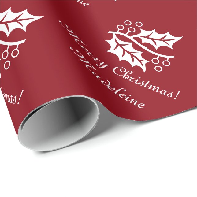 Presente Papel de envolvimento elegante do Natal com folhas (Ponta do rolo)