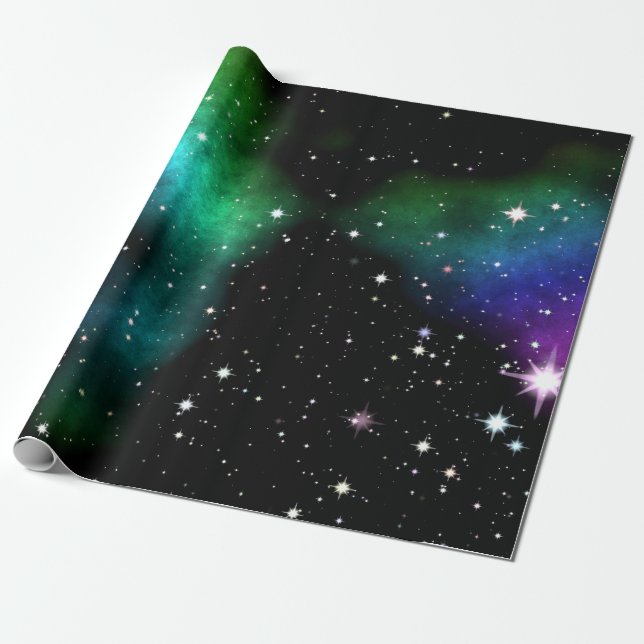 Presente Papel de envolvimento estrelado do céu da noite (Desenrolado)