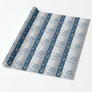 Presente Papel de envolvimento feliz de Hanukkah dos flocos