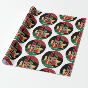 Presente papel de envolvimento feliz de Kwanzaa do círculo