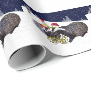 Presente Papel de envolvimento festivo dos texugos
