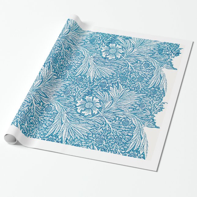 Presente Papel de envolvimento FLORAL AZUL do TESTE PADRÃO (Desenrolado)