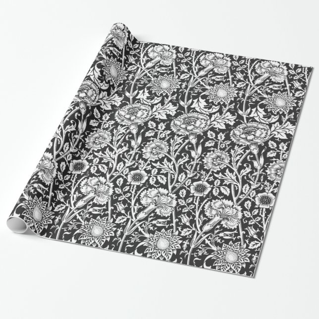 Presente Papel de envolvimento floral de B&W (Desenrolado)