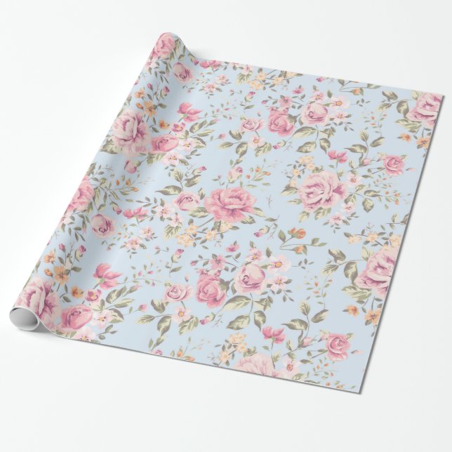 Presente Papel de envolvimento floral do chique (Desenrolado)