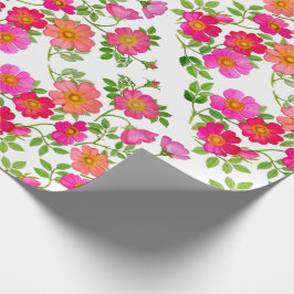 Presente Papel de envolvimento floral do rosa selvagem do