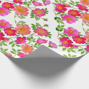 Presente Papel de envolvimento floral do rosa selvagem do