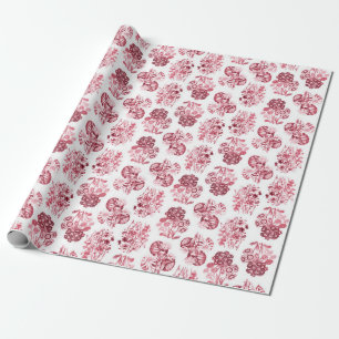 Presente Papel de envolvimento floral monocromático
