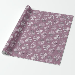 Presente Papel de envolvimento floral monocromático malva