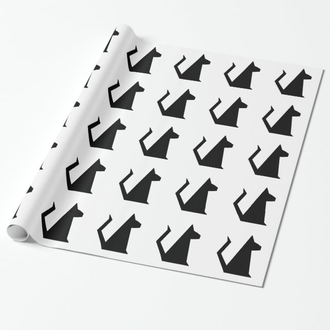 Presente Papel de envolvimento geométrico do gato preto (Desenrolado)