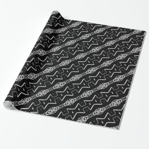 Presente Papel de envolvimento geométrico preto & branco