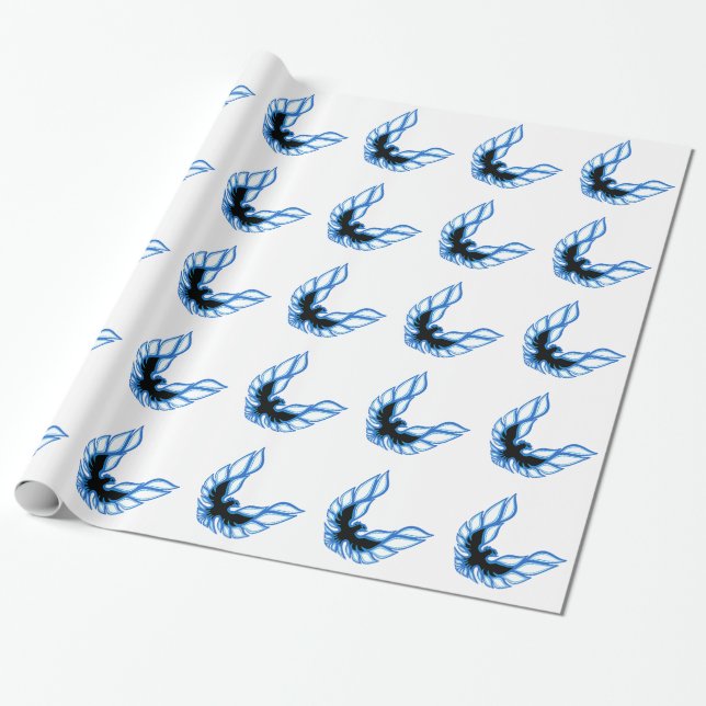 Presente Papel de envolvimento gritando azul da galinha (Desenrolado)