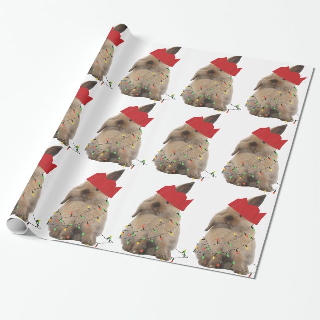 Presente Papel de envolvimento Hoppy do coelho do Natal (Desenrolado)