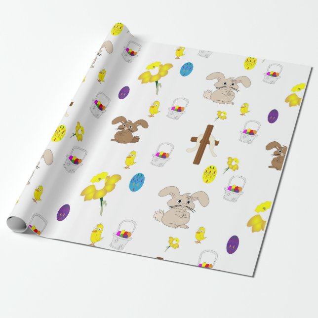 Presente Papel de envolvimento ilustrado da páscoa no (Desenrolado)