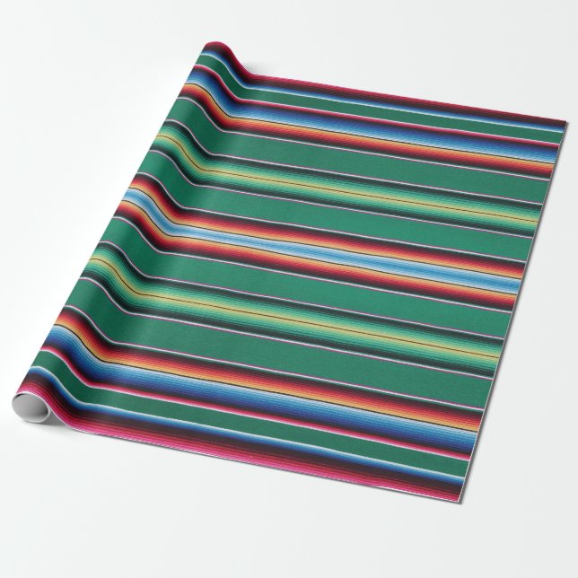 Presente Papel de envolvimento, impressão do serape, verde (Desenrolado)