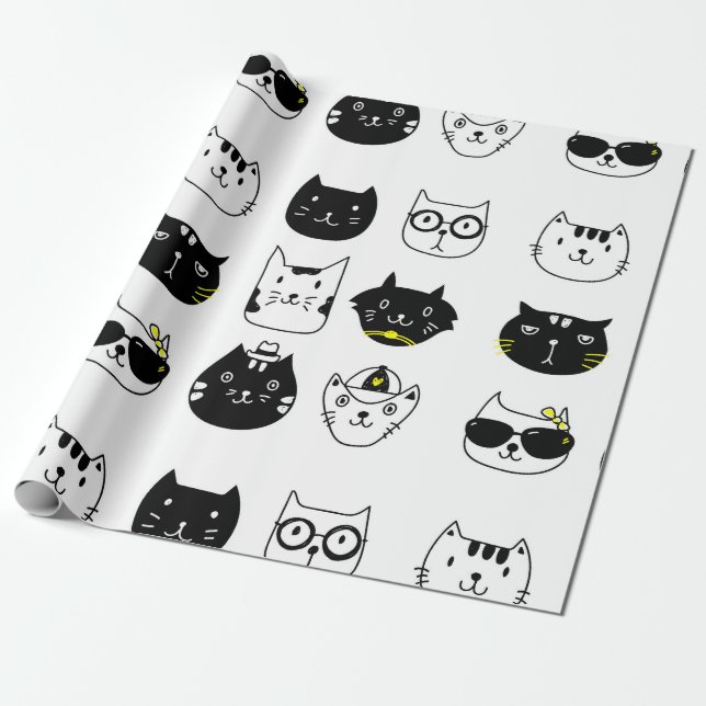 Presente Papel de envolvimento legal dos gatos para alguma (Desenrolado)