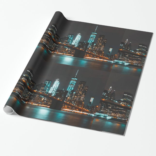 Presente Papel de envolvimento lustroso de New York (Desenrolado)