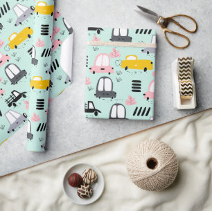 Presente Papel de envolvimento lustroso dos carros retros