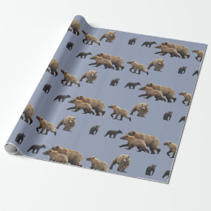 Presente Papel de envolvimento Matte, 30" x 6' com ursos de