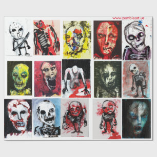 Presente Papel de envolvimento Matte da arte do zombi, 30"