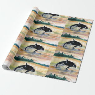 Presente Papel de envolvimento Matte da baleia selvagem, 30