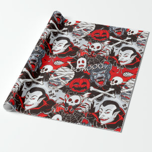 Presente Papel de envolvimento Matte da noite dos vampiros,