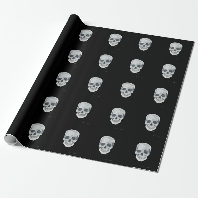 Presente Papel de envolvimento Matte do crânio cinzento, (Desenrolado)
