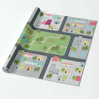 Presente Papel de envolvimento Matte do mapa de estradas da