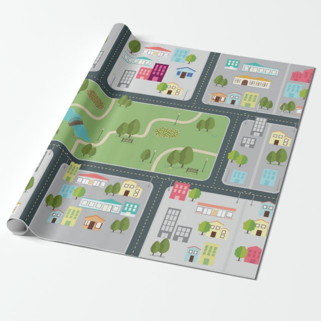 Presente Papel de envolvimento Matte do mapa de estradas da (Desenrolado)