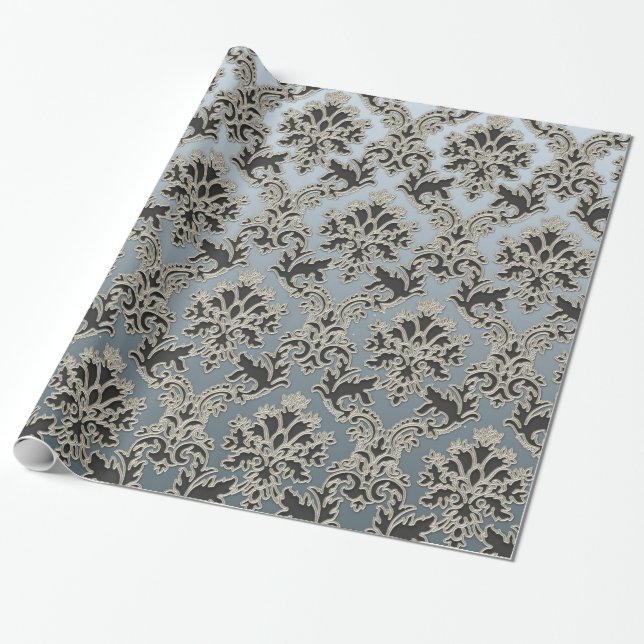 Presente Papel de envolvimento metálico de prata da cor (Desenrolado)