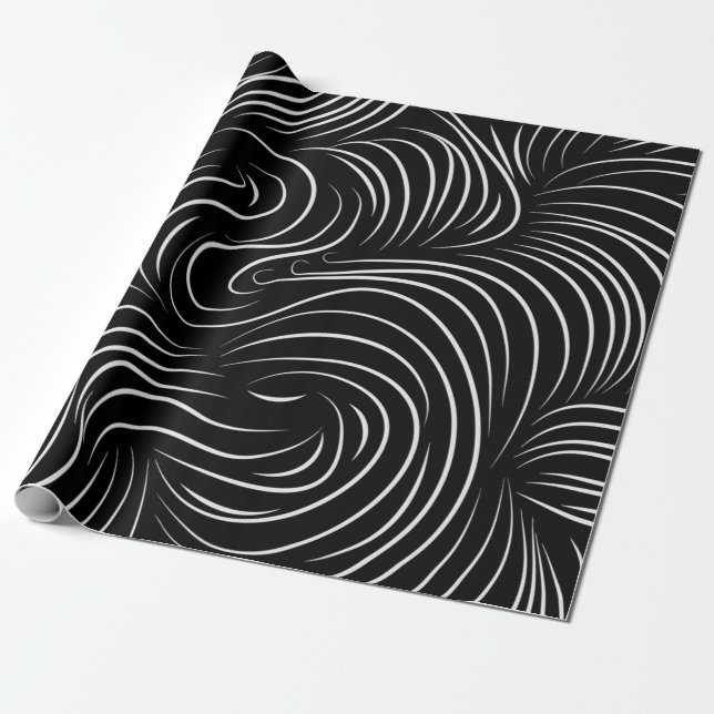 Presente Papel de envolvimento original do redemoinho preto (Desenrolado)