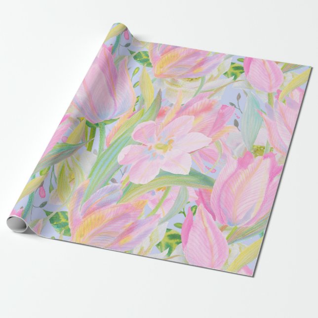 Presente Papel de envolvimento Pastel da tulipa (Desenrolado)