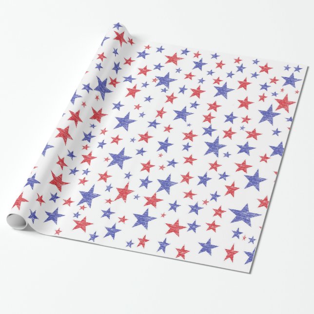 Presente Papel de envolvimento patriótico das estrelas (Desenrolado)