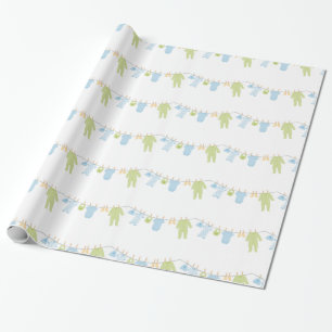 Presente Papel de envolvimento pequeno azul & verde da