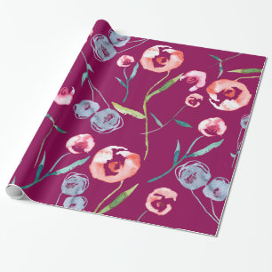 Presente Papel de envolvimento pintado à mão dos rosas da