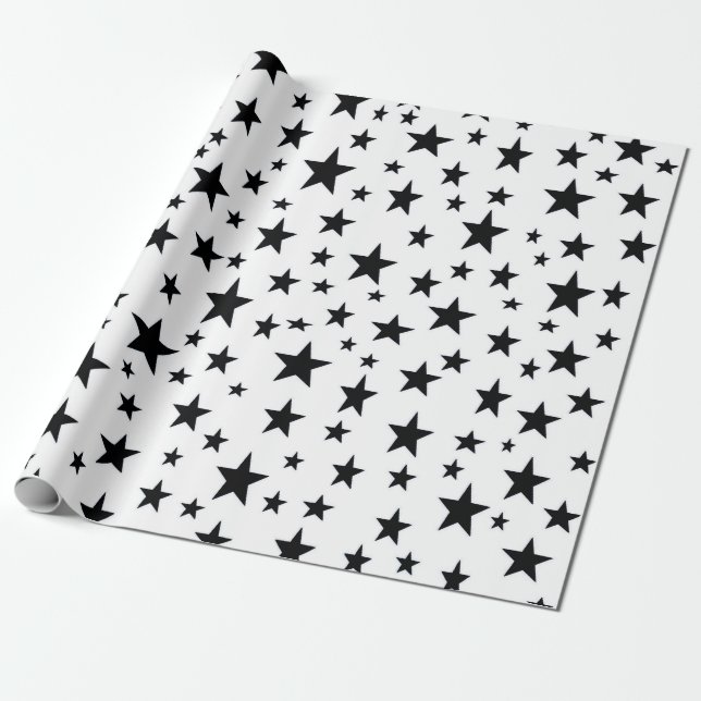 Presente Papel de envolvimento preto das estrelas (Desenrolado)