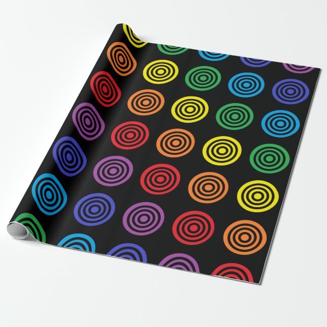 Presente Papel de envolvimento preto do Bullseye do (Desenrolado)