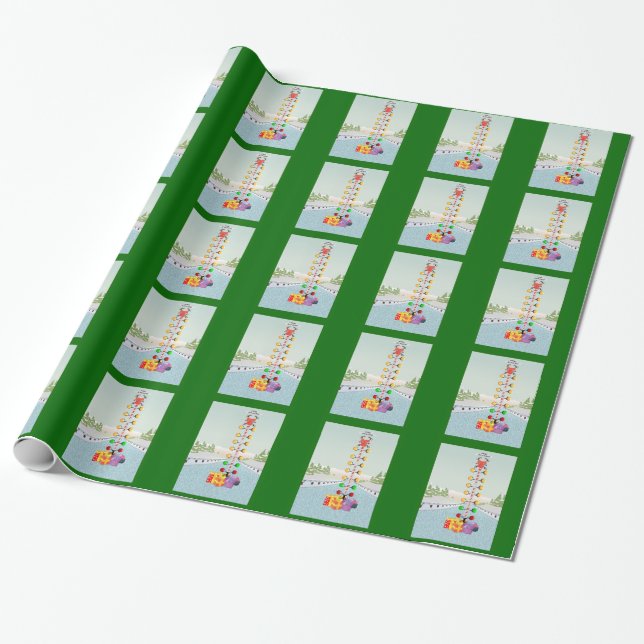 Presente Papel de envolvimento principal do Natal do motor (Desenrolado)