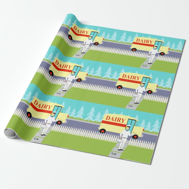 Presente Papel de envolvimento retro do Milkman da cidade (Desenrolado)