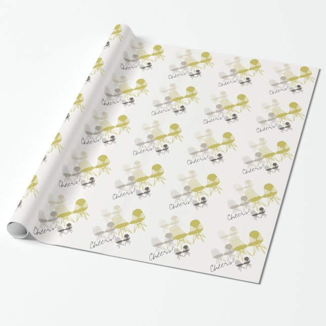 Presente Papel de envolvimento retro do teste padrão da (Desenrolado)