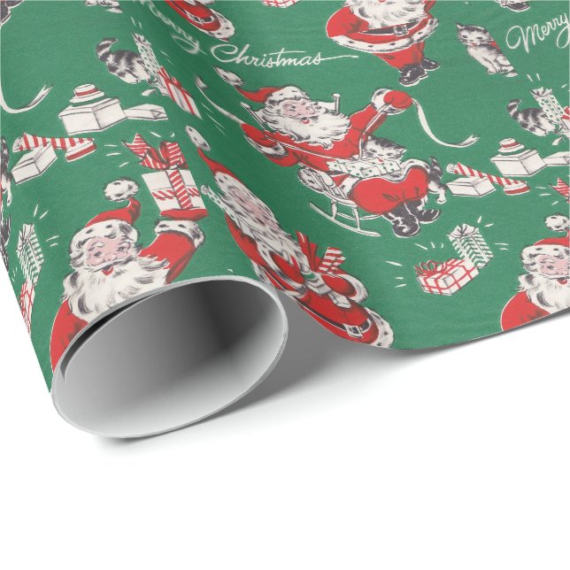 Presente Papel de envolvimento retro Papai Noel do Natal do (Ponta do rolo)