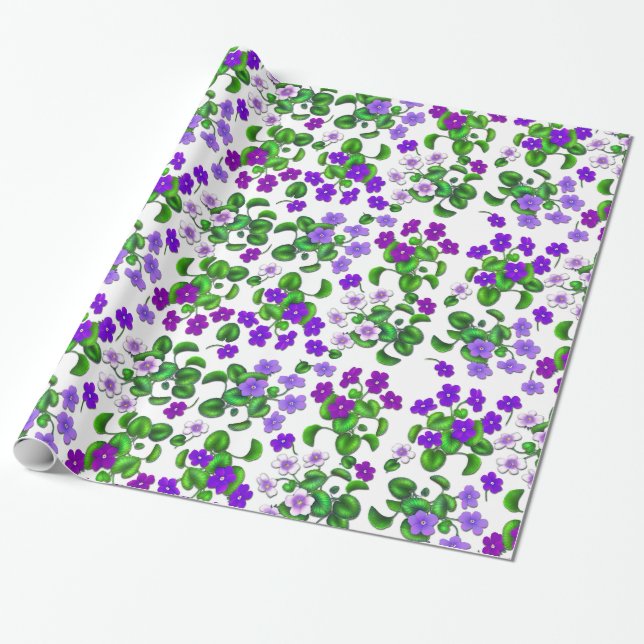 Presente Papel de envolvimento roxo das flores da violeta (Desenrolado)