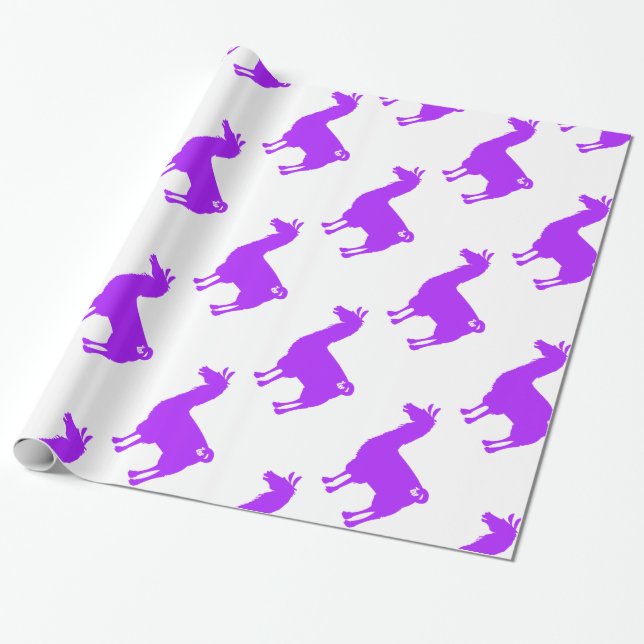 Presente Papel de envolvimento roxo do lama (Desenrolado)