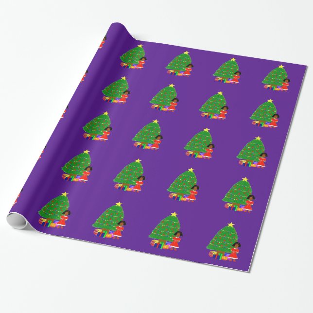 Presente Papel de envolvimento roxo do Natal de Cuties do (Desenrolado)