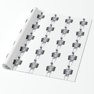 Presente Papel de envolvimento telhado branco de esqueleto