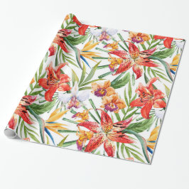 Presente papel de envolvimento, trópicos (brancos)