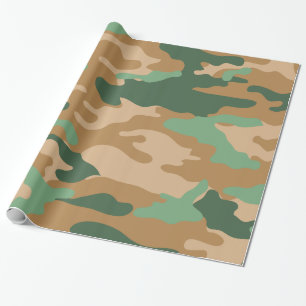 Presente Papel de envolvimento verde da camuflagem de Brown